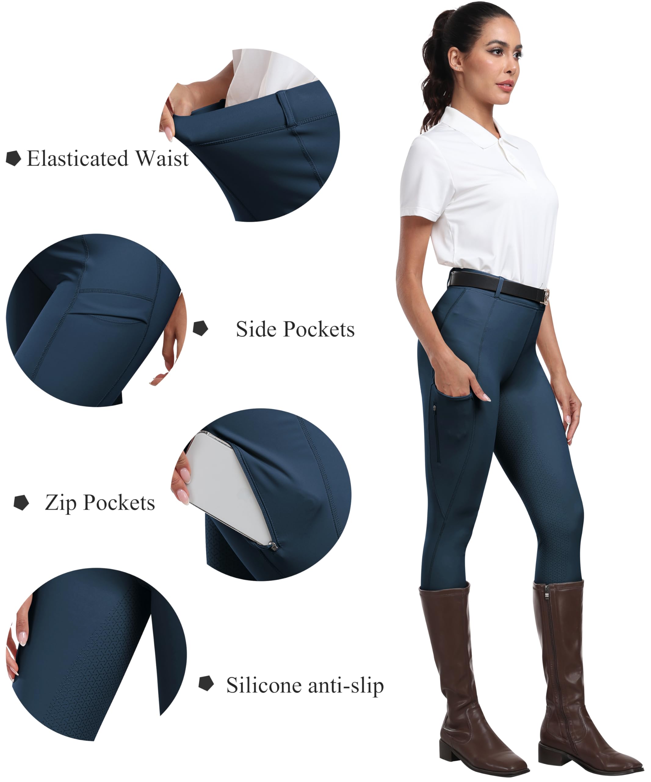 MoFiz Pantalones Hipica Mujer Pantalones Ecuestres Silicon Full Seat Mallas Equitacion Pantalones para Verano — view 6