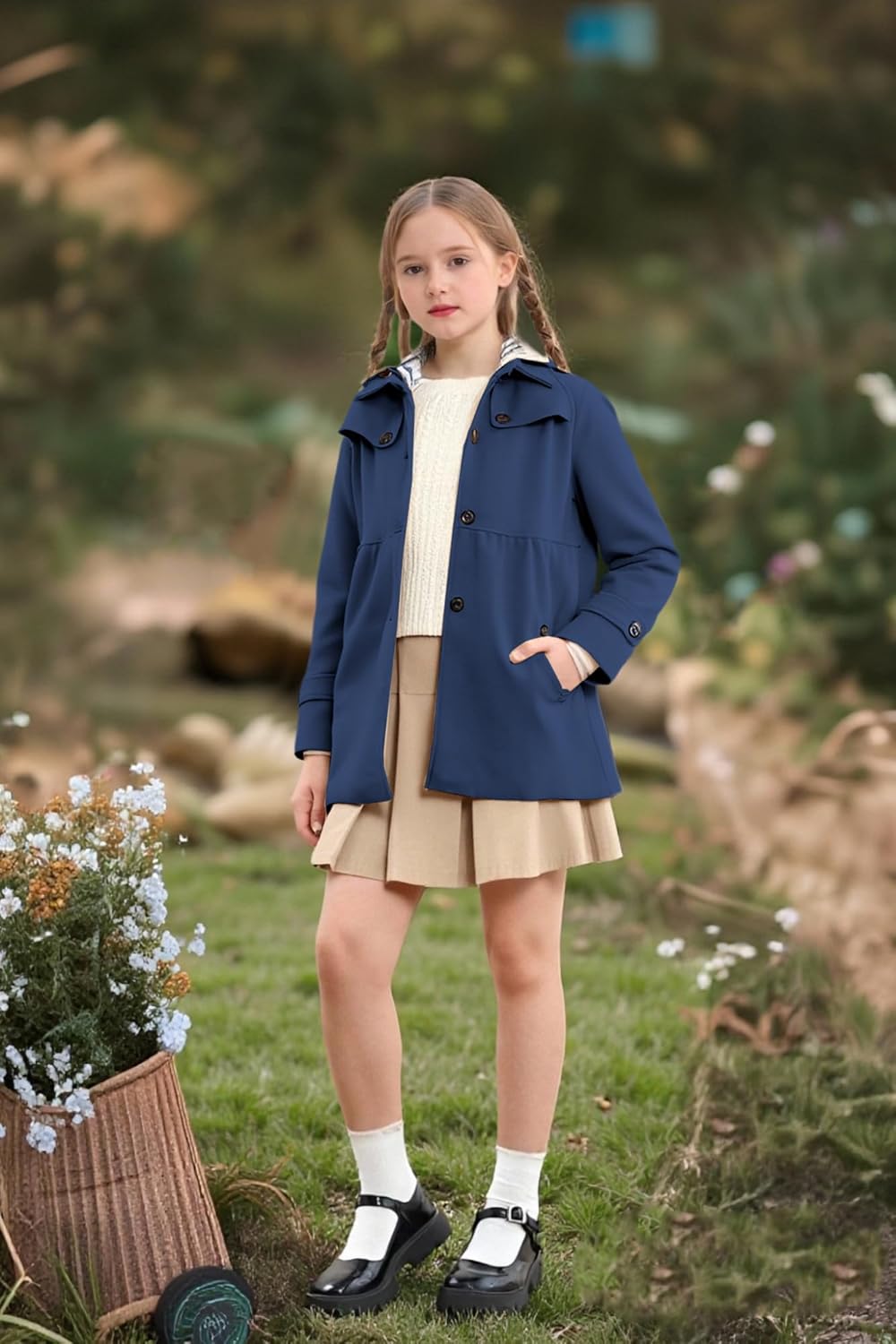 Young Girl Modeling Cromoncent Coat Outdoors