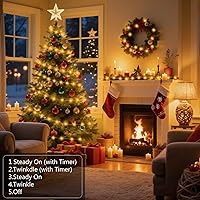 Vista 3 de Guirnalda de luces de 16.4 pies, 50 luces LED plateadas de alambre de cobre parpadeantes con 5 modos de iluminación para Navidad, dormitorio, boda