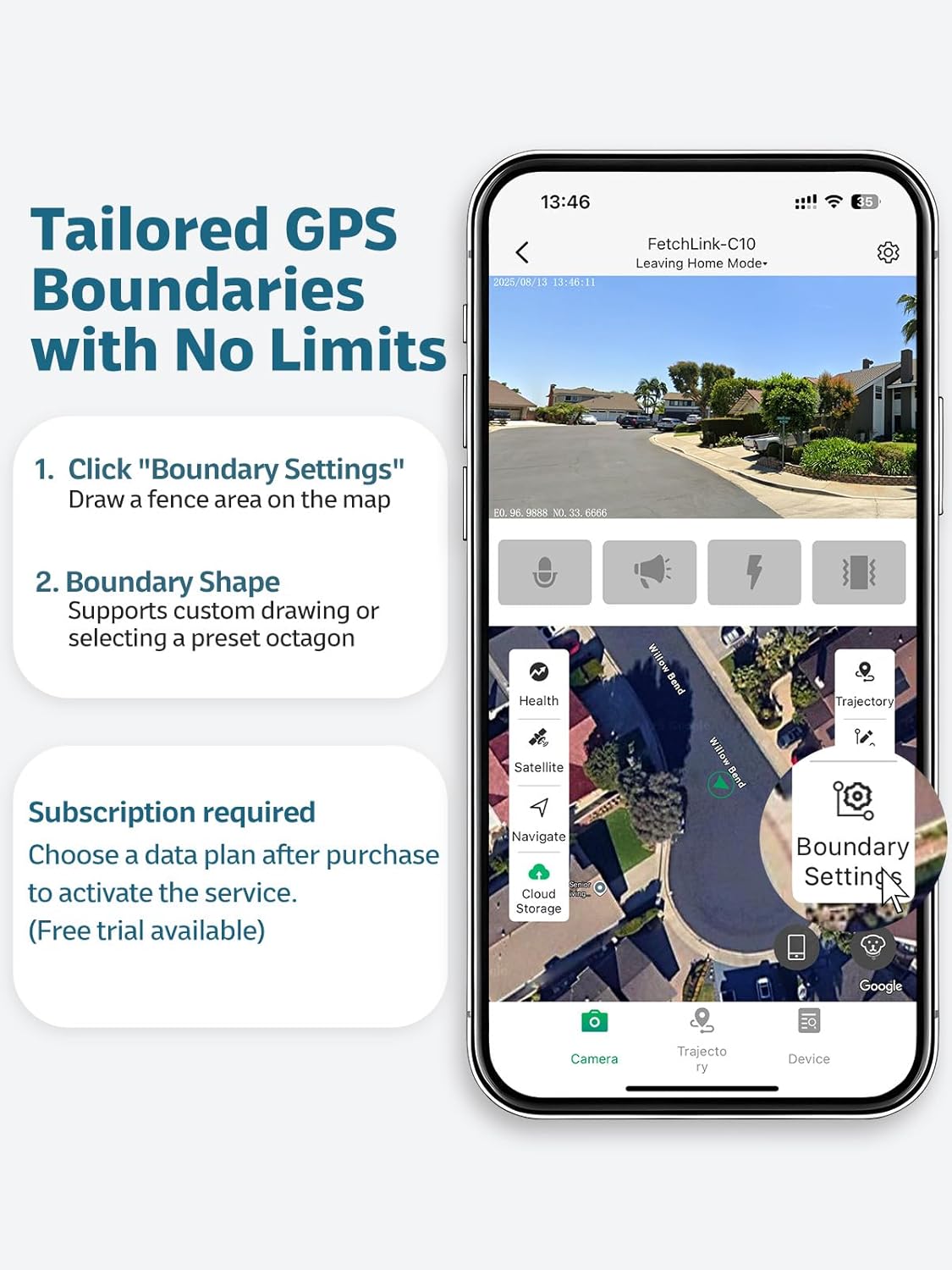 Wireless Dog Fence System, GPS Dog Fence Collar with 2K Camera, Live Video & Recording, Virtual Fence, GPS Tracker, Two-Way Audio, Waterproof, 5-Day Battery, for Medium & Large Dogs