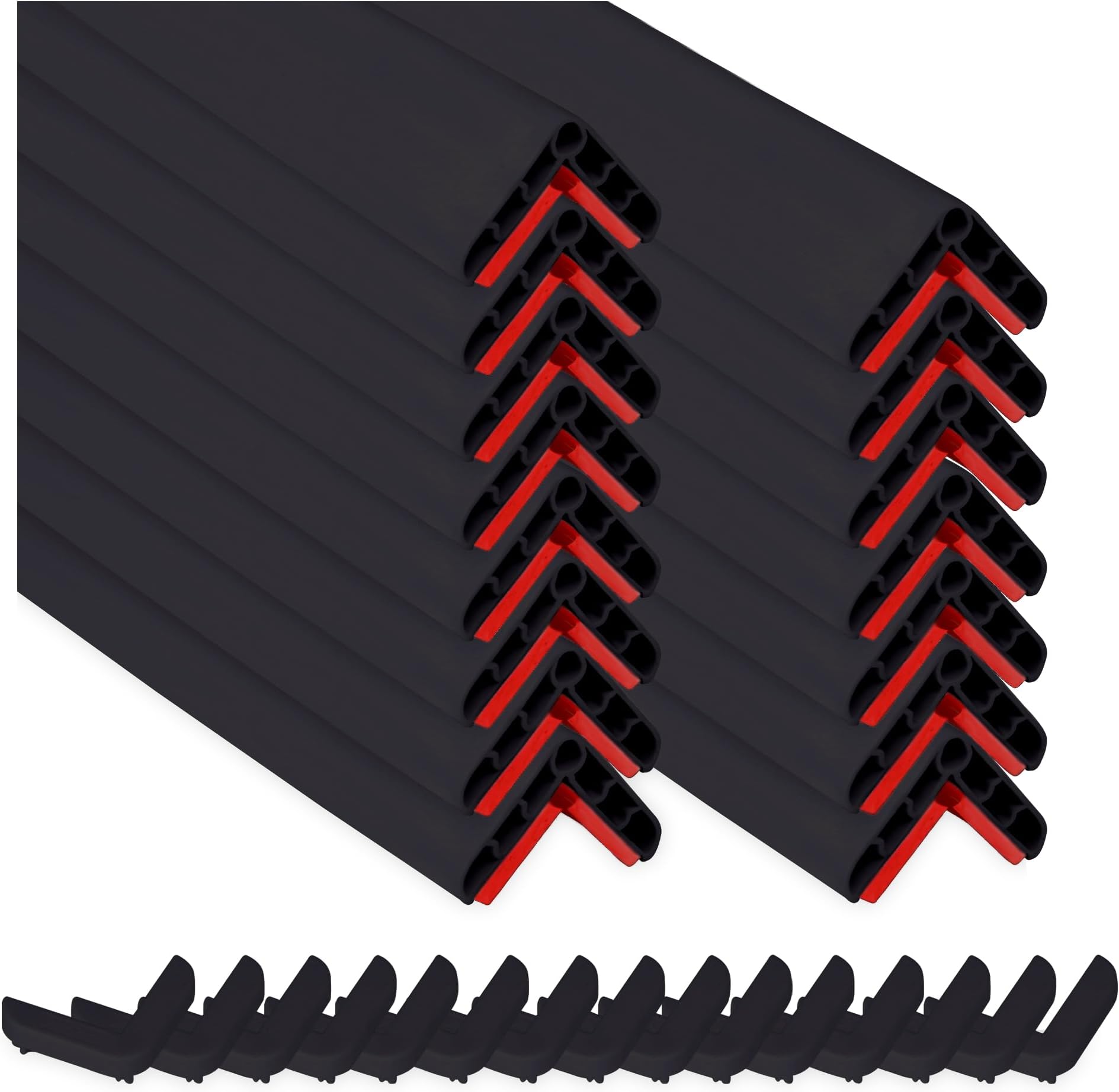 Rubber Bond Wall Corner Guard Edge Protector - 1x1x36 inch Baby Proofing Corner Guards - Self-Adhesive Furniture Edge Strips for Home and Office (15 Pack, Black)