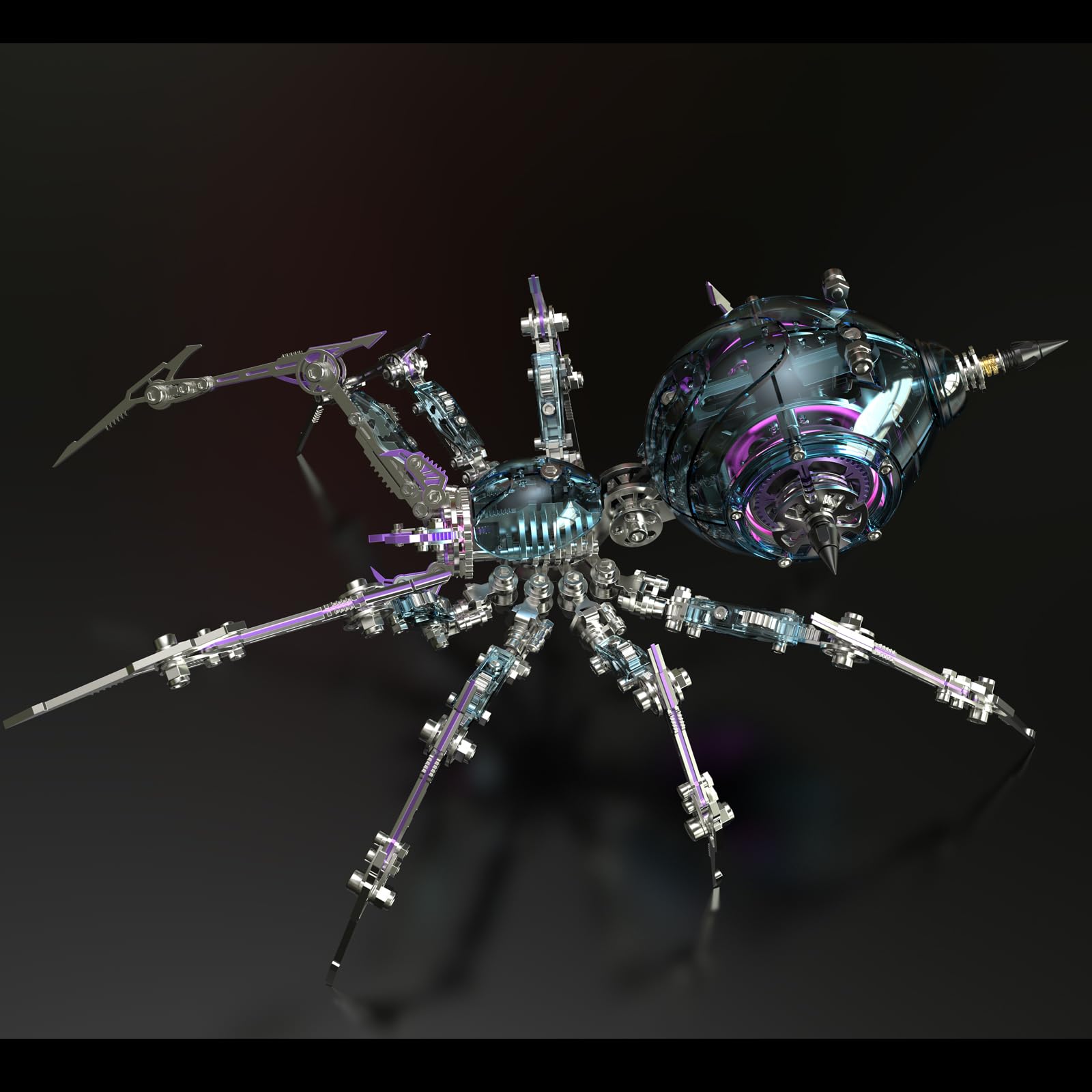 Metalowe puzzle 3D, pająk, zestaw modelarski dla dorosłych ze światłem, metalowe puzzle 3D, zestaw modelarski z bronią, zabawka na biurko, prezent dla dorosłych