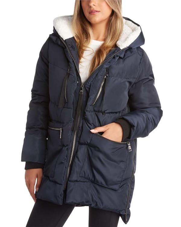 Steve Madden Women's Long Down Puffer Jacket, Indigo Heather, M by Steve Madden - Used condition - US$23.75