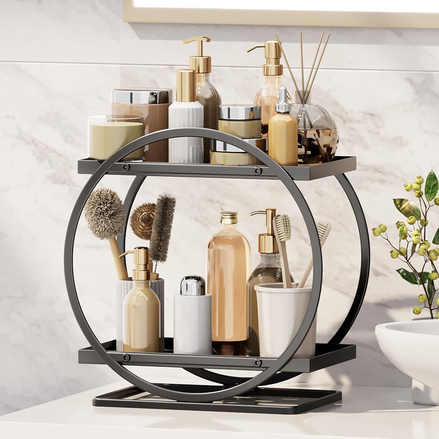 SOLAZA® || 2 Tier Multipurpose Countertop Vanity Organizer Rack || Storage Stand for Kitchen, Bathroom or Dressing Table || Spice Rack, Cosmetics Makeup Storage (Black) (B0D9YQTZDG) Amazon Price History, Amazon Price Tracker