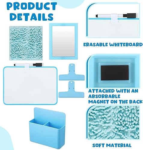 Miniatura 3 de Sintuff Juego de casilleros magnéticos de 6 piezas con tablero de borrado en seco, alfombra de piel, soporte magnético para marcador, clips