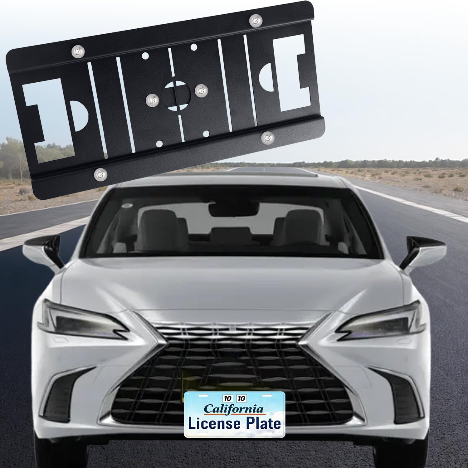 No Drill Front License Plate Frame Compatible with Lexus, Adjustable, Waterproof and Rust Proof, Fit for NX RX ES is UX GX LX Models, Complete Installation Kit Included