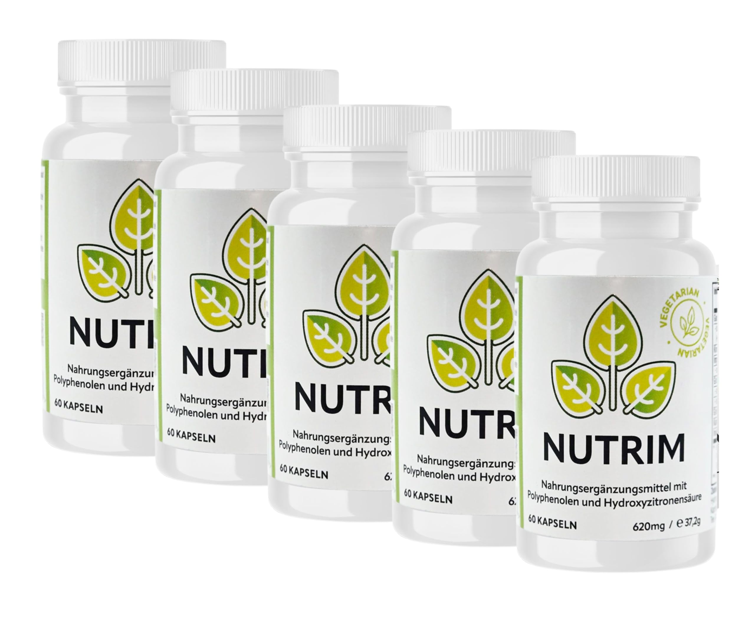 NUTRIM Superfood-Komplex – 5 x 60 vegane Kapseln mit Knotentang, Ingwer, Grünem Tee, Grünem Kaffee und Kardamom – natürliche Unterstützung für Ihre Ernährung - Nahrungsergänzungsmittel