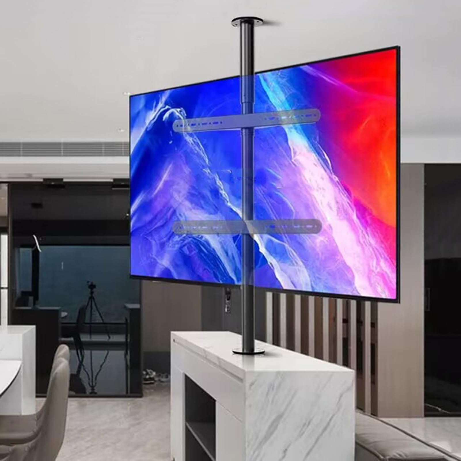 Stojak pod telewizor i uchwyt ścienny, obracany o 360 stopni statyw podłogowy do telewizorów LCD, obrotowy regał pod telewizor do dzielenia pomieszczenia, obrotowa szafka pod umywalkę (59,5