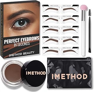 iMethod Eyebrow Stamp and Eyebrow Stencil Kit - Eye Brow Stamping Kit, Brow Stamp Kit, Brow Stencil and Stamp Kit, Brow Trio Eyebrow Kit, Perfect Bushy Eyebrows, Black