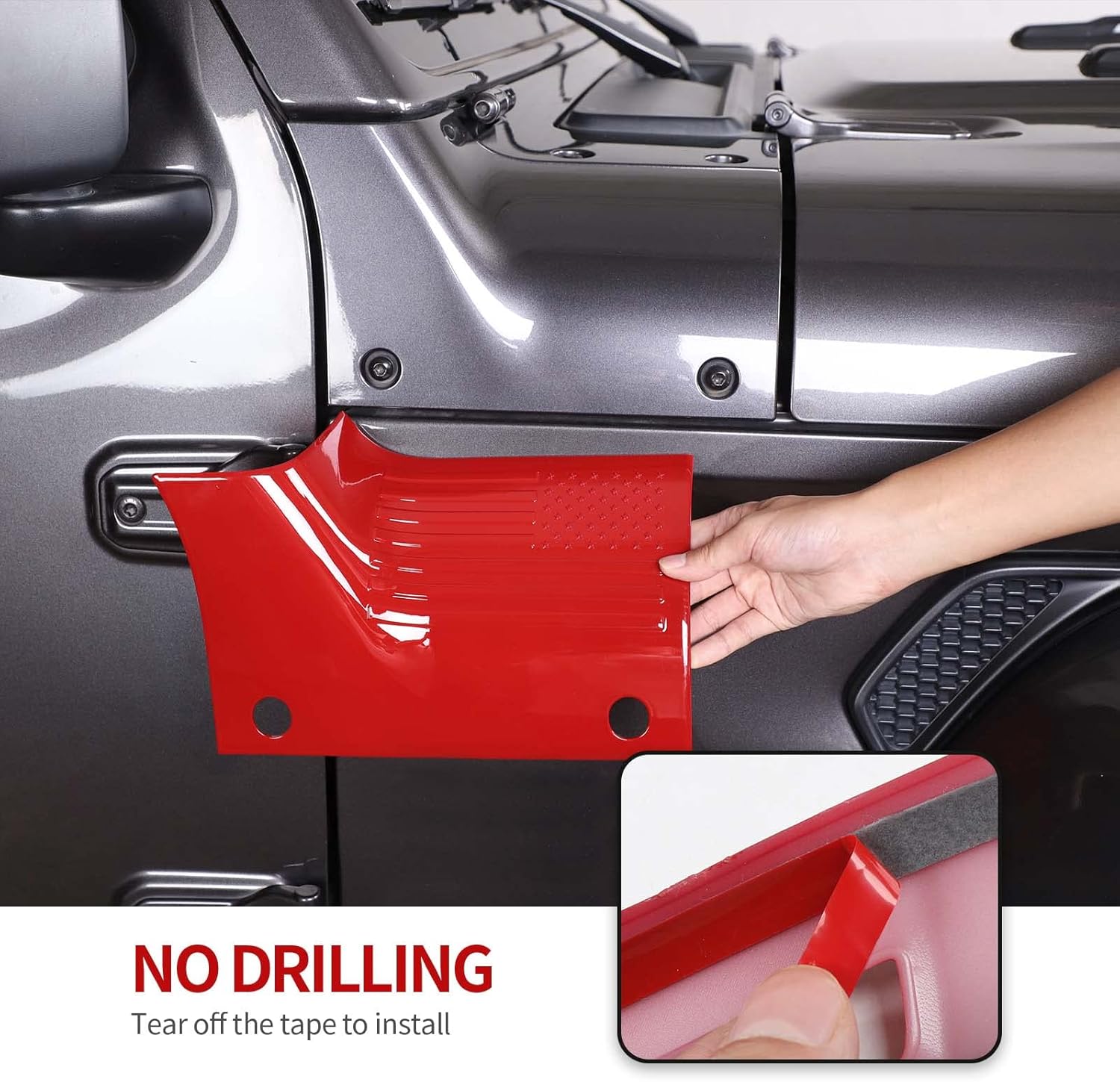 CheroCar for Jeep JL Cowl Cover Body Armor Exterior Accessories for 2018-2025 Jeep Wrangler JL JLU & Jeep Gladiator JT 2/4 Door, (Red)…