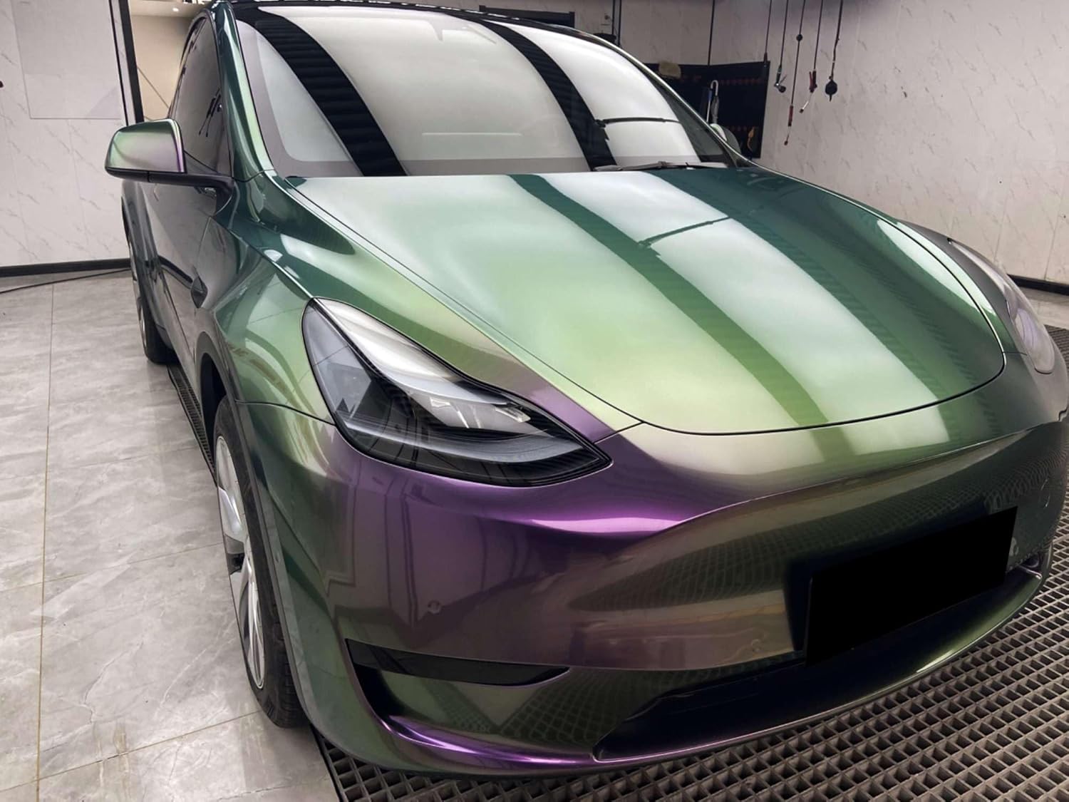 60"x720" (5FTx60FT) PET Galaxy Dust Gloss Violeta Green Chameleon Metallic Color Shift Color Change Vinyl Wrap Auto Car Sticker Decal Film Sheet Bubble Free Air Release Technology with Tool Kit