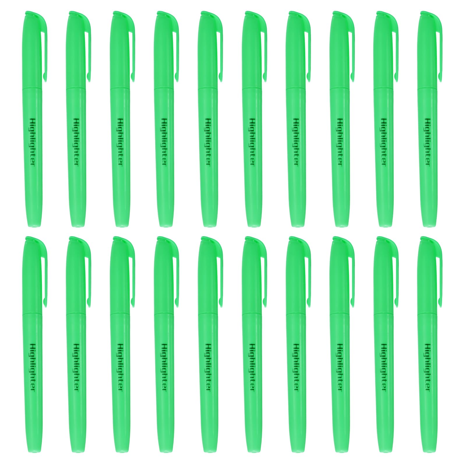 PATIKIL Green Highlighter, 20 Pack No Bleeds Highlighters Pens Neon Clear View Bright Quick Dry Pocket Marker Pen Sticks Chisel Tip Cute for Books Office Adults