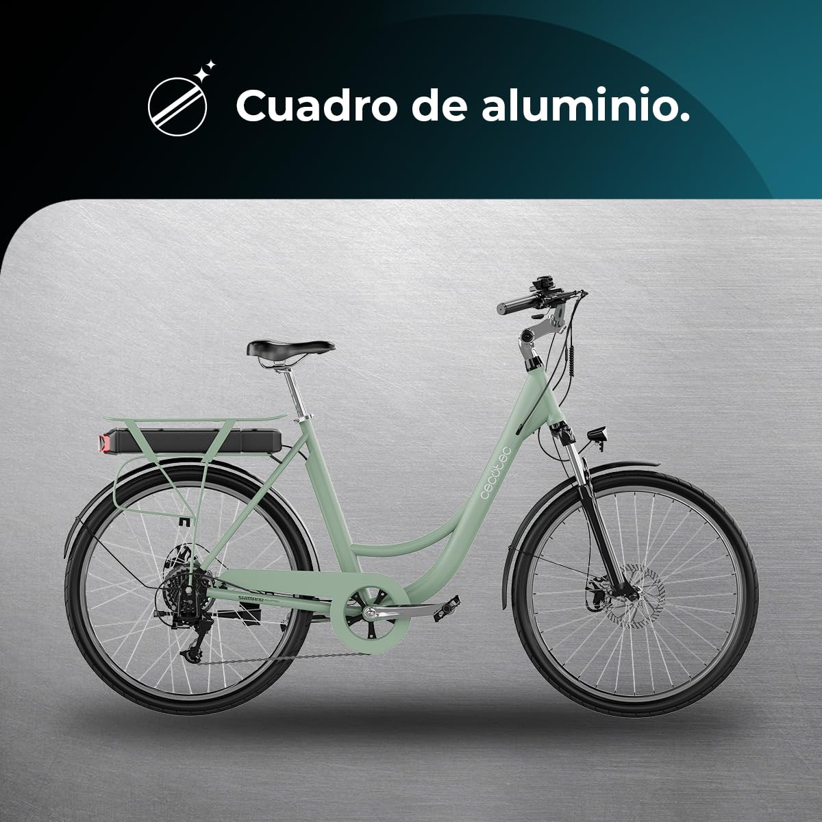 Cecotec Bicicleta Eléctrica de Ciudad Capital. 80 km de Autonomía, Batería 468 WH, Suspensión Delantera, Cambio Shimano de 6 Velocidades y Doble Disco de Freno