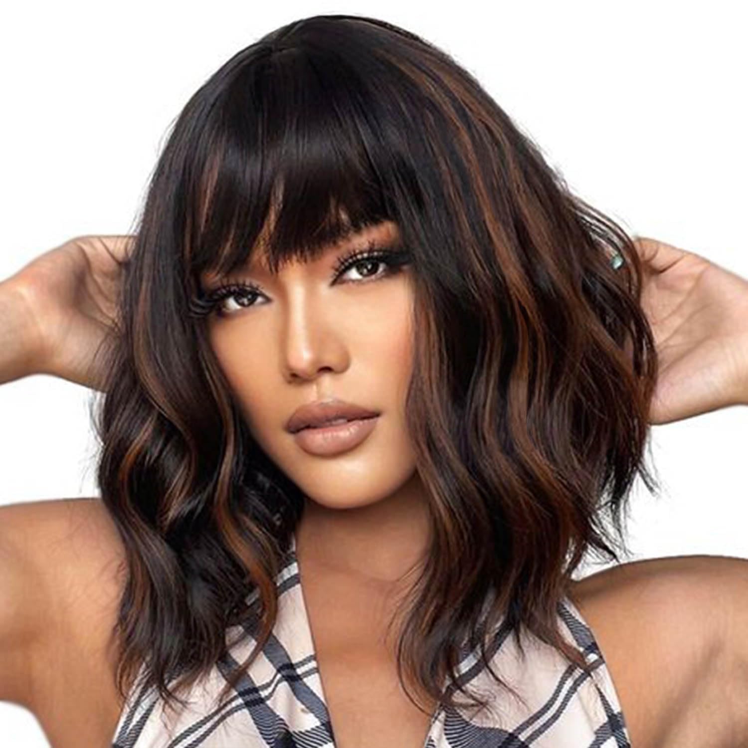 Amazon.com : Nuxovin Short Ombre Grey Wigs Human Hair for  display picture 2