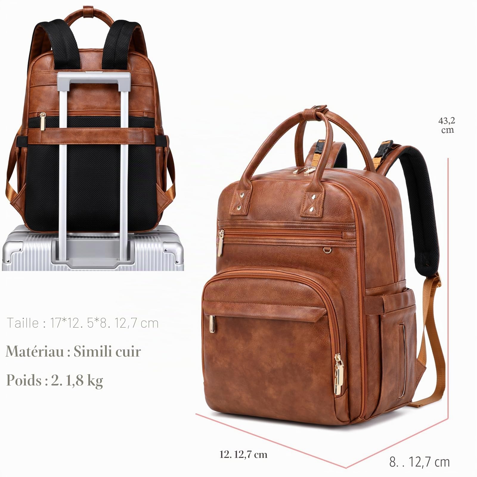 LORADI Grande Capacité 18 Poches Sacs à dos à langer | Clip pour poussette, housse de voyage pour bagages, 4 poches isolantes, résistant à l'eau, facile à nettoyer, durable