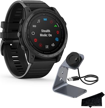 Garmin tactix 7 Standard Edition Rugged Tactical GPS Touchscreen Smartwatch | Black/Silicone Band, Sapphire Lens, Military Standard, Up to 28 Day Battery Life with Signature Series Charger Bundle