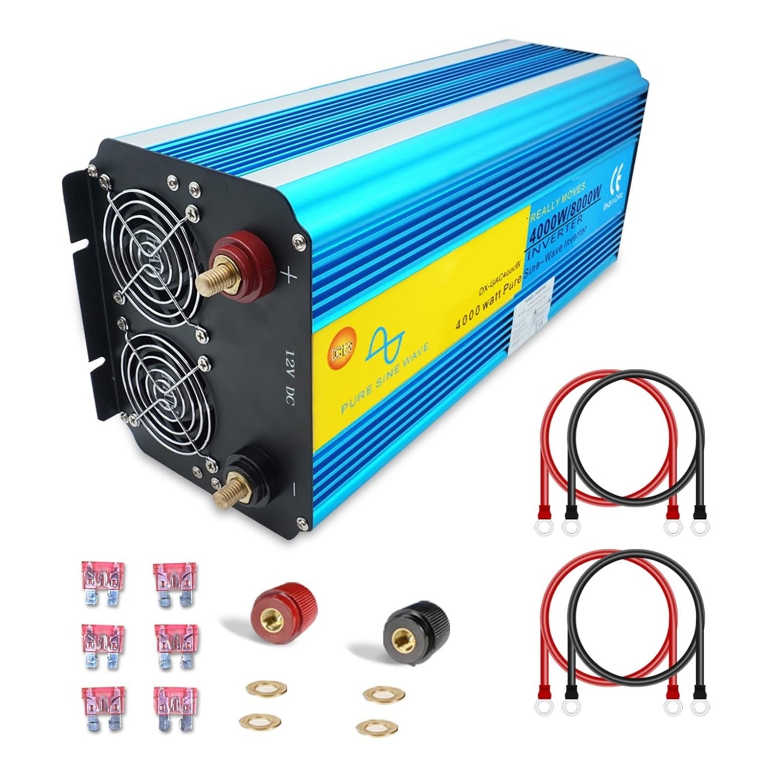 Inverter Inverter da 8 kW a Onda sinusoidale Pura DC12V/DC24V AC 220V 230V Alimentazione for casa e for Esterni Convertitore Intelligente Professionale(8000W Peak Blue,DC24V_220V 50HZ)