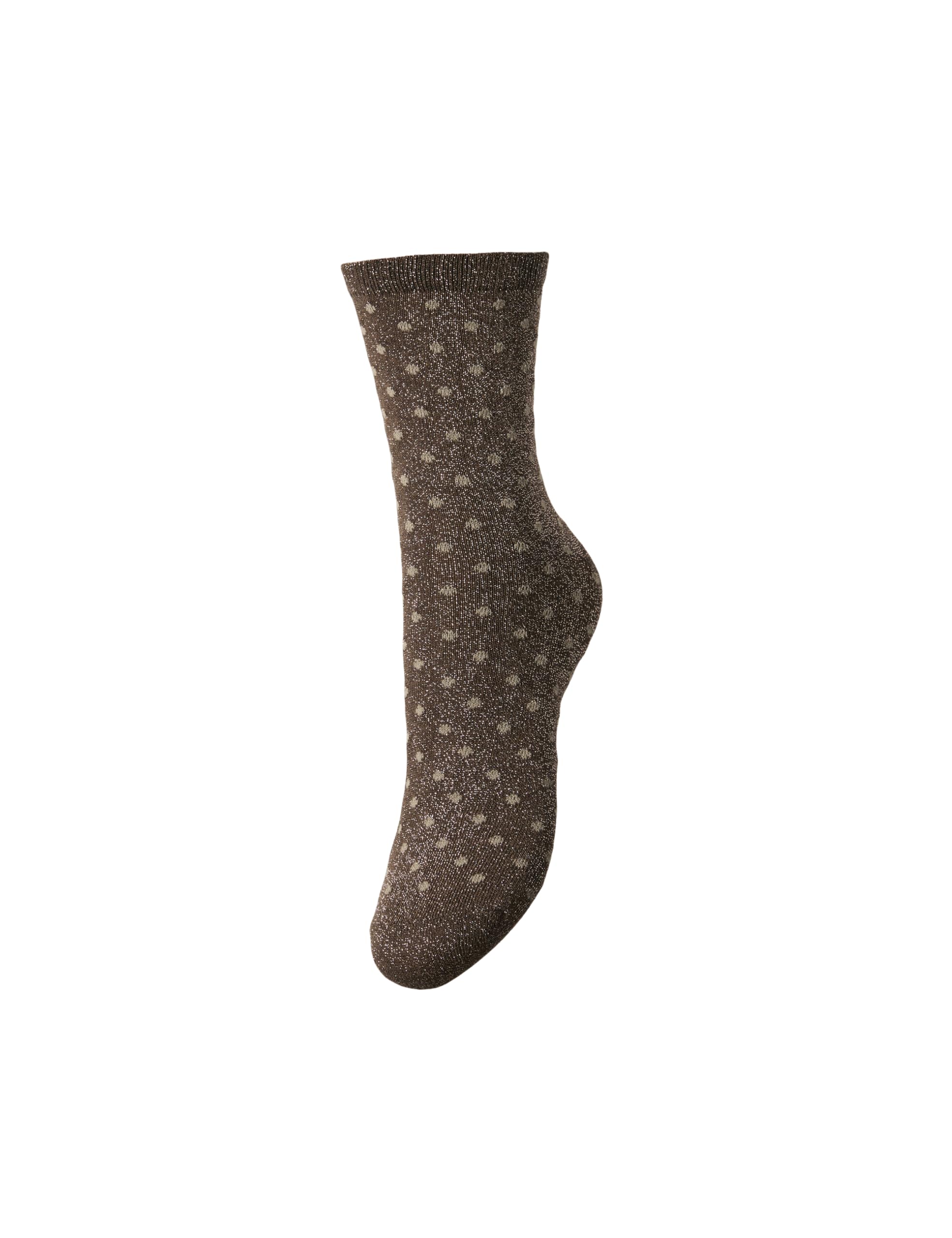 Pieces Women's Morel/Detail: Small Dots In Taupe Grey Pcsebby Glitter Long Pattern Noos Bc Glitter Socks, One Size