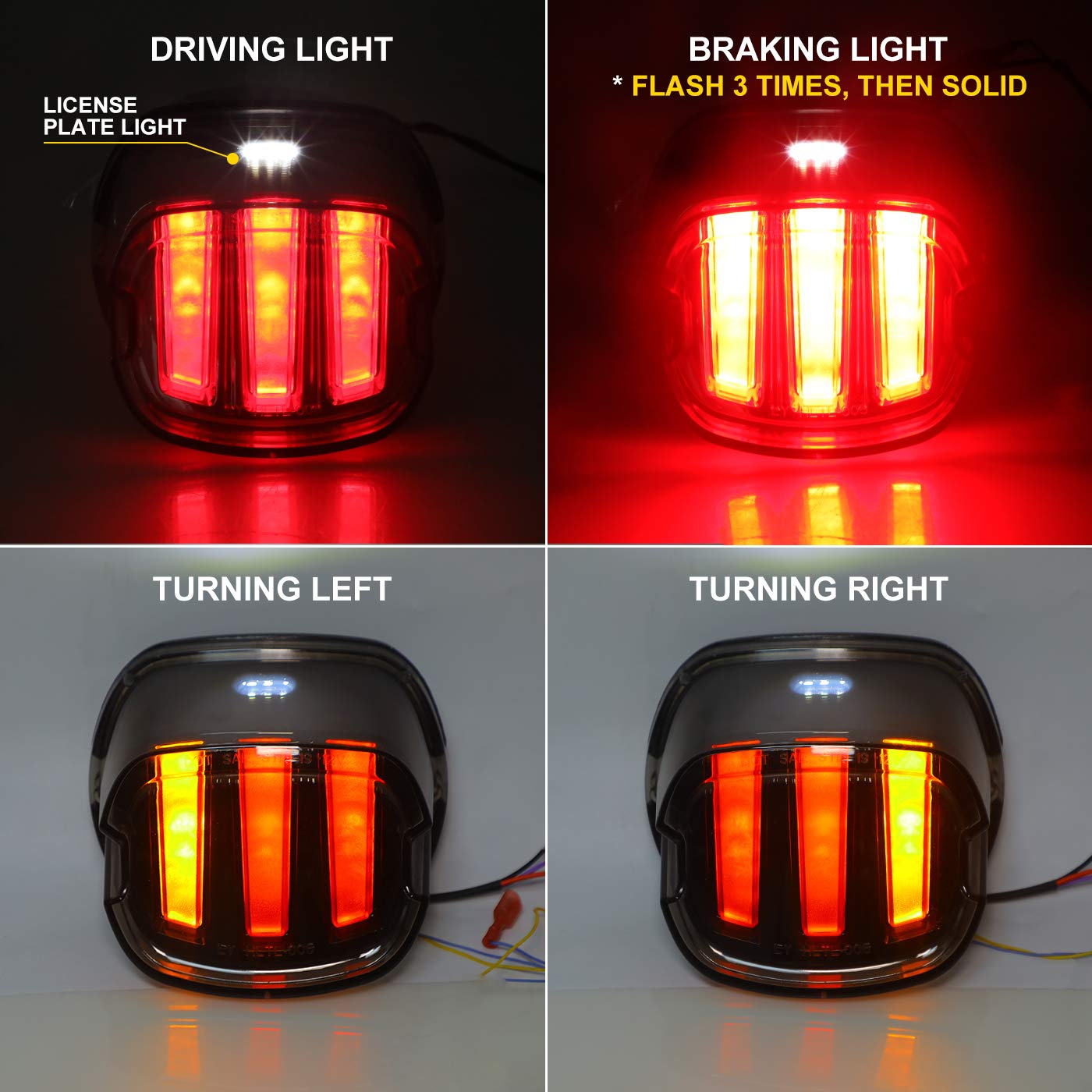 Buy DOT LED Tail Light Turn Signal Brake for Motorcycle F1Style