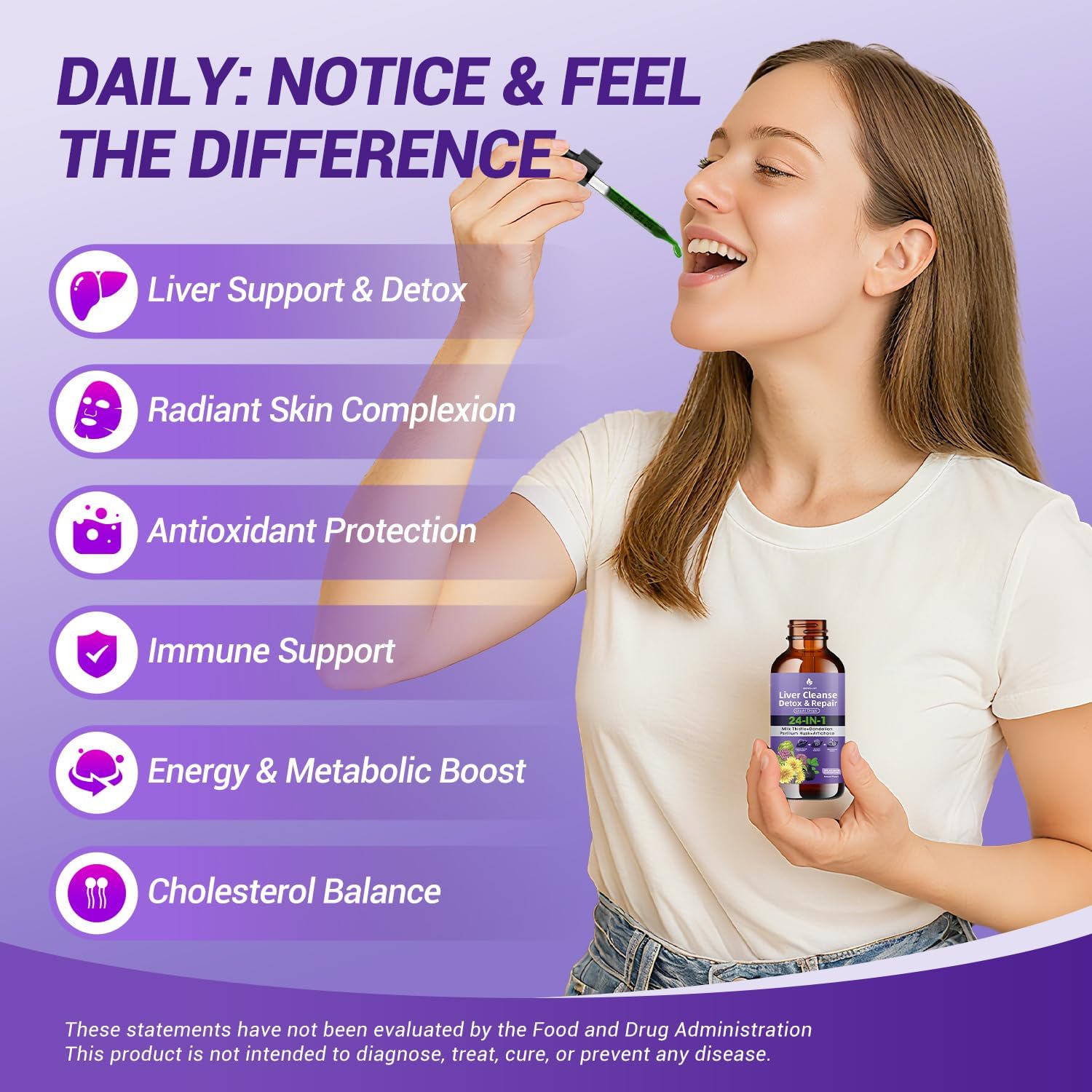 Liver Cleanse Detox & Care Liquid Drops - 24-in-1 Milk Thistle Supplement 5000mg Eq. with Artichoke, Dandelion & Chanca Piedra - Vegan Liver Support for Women & Men - Alcohol Free, 2 Fl Oz - Image 3