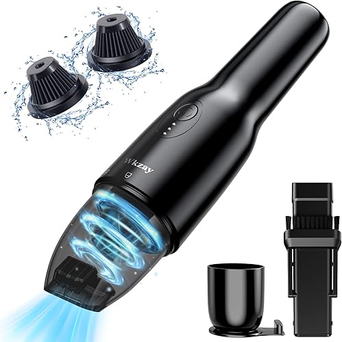 Aspiradora de mano pequeña inalámbrica con motor sin escobillas, succión fuerte de 16,000 Pa, carga rápida, bajo ruido, ligera y portátil para el