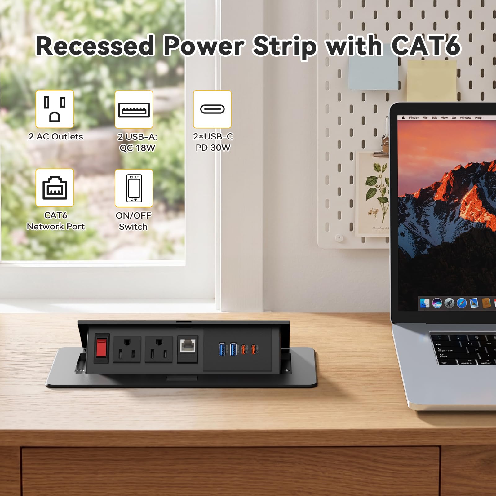 Kungfuking Conference Table Power Outlets with 2 USB C PD 30W, CAT6 Port — Amazon image 2