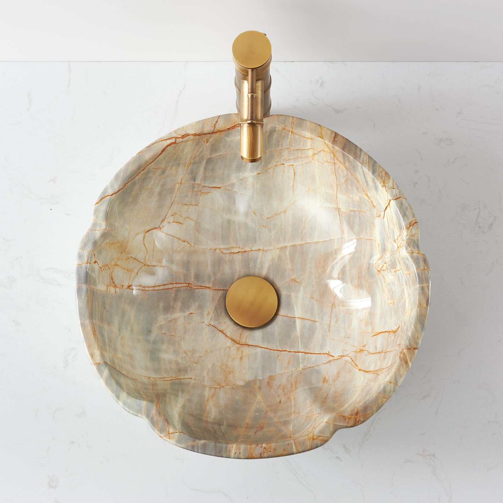 Lavabo da bagno in ceramica FCH7020 a forma di petale, 420 x 150 mm, fatto a mano, colore giada