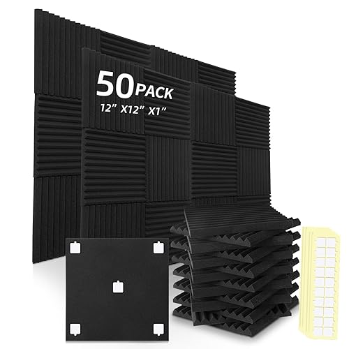 50 Pack BLACK Acoustic Panels Studio Foam Wedges