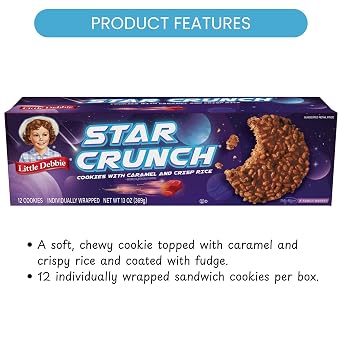 Little Debbie Star Crunch Cosmic Cookies, 96 Individually Wrapped Cookies (8 boxes)