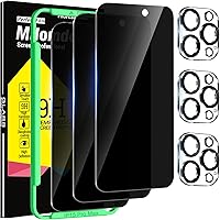 Vista 1 de Milomdoi 3 Pack Privacy Screen Protector for Apple iPhone 15 Pro Max with 3 Pack Tempered Glass Camera Lens Protector, Ultra 9H Accessories, Case