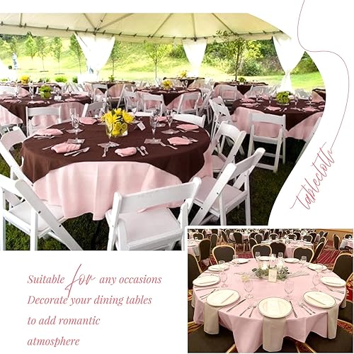 Miniatura 458 de Paquete de 8 manteles redondos blancos de 90 pulgadas, manteles redondos de poliéster lavables para mesa de tela decorativa resistente a