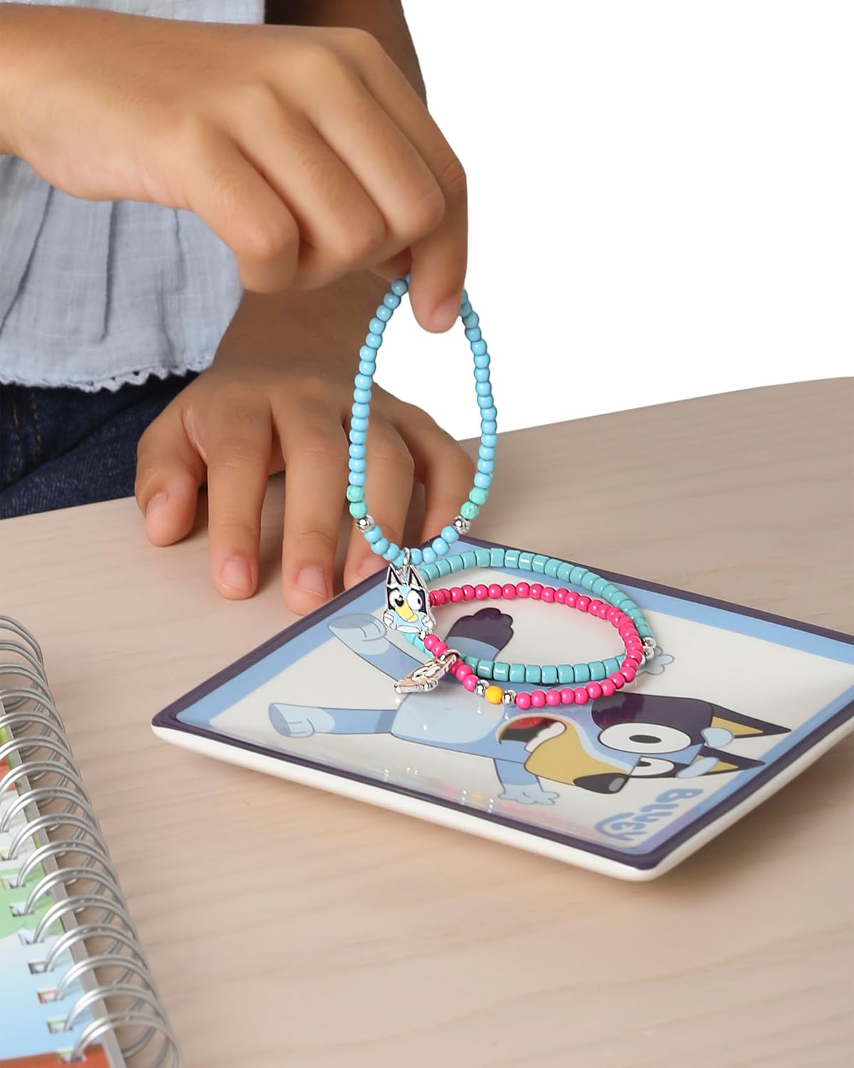 Bingo and Bluey Bracelets for Girls 6-Piece Set Official License, Stretch Friendship Bracelets,