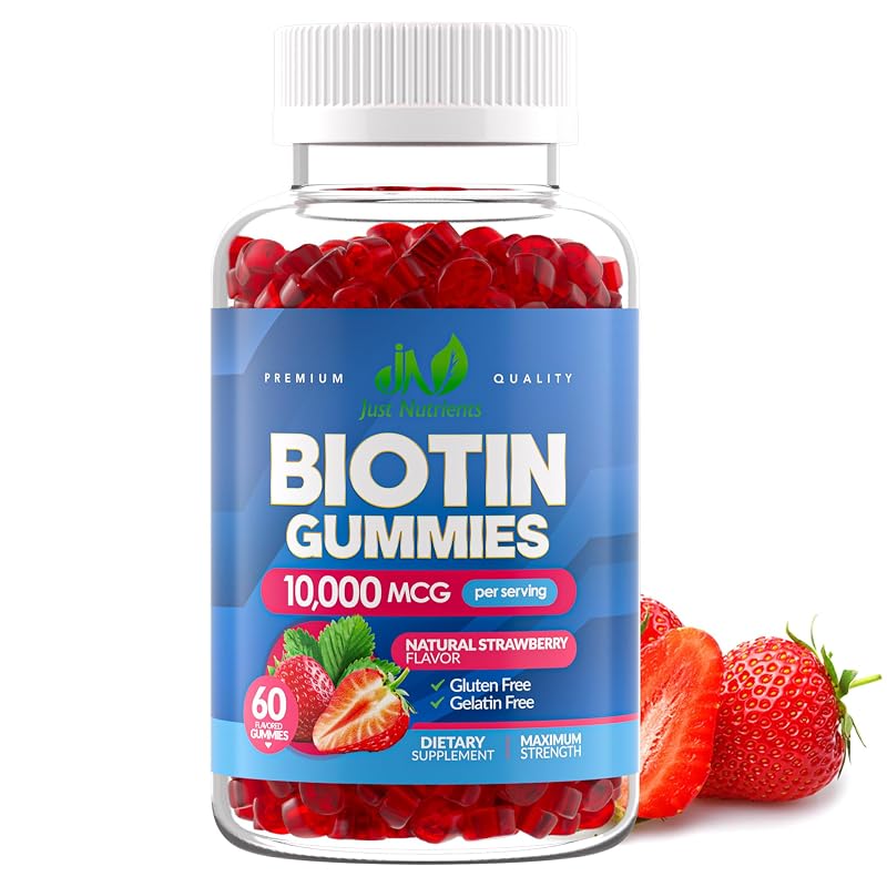 Just Nutrients Gomas de biotina 10.000 mcg, 60 gomas
