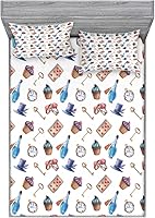 Vista 46 de Lunarable Grey Fitted Sheet & Pillow Sham Set, Pattern with Random Footprints Paw Traces Pet Legs Friendly Cats and Dogs, Decorative Printed 3 Piece