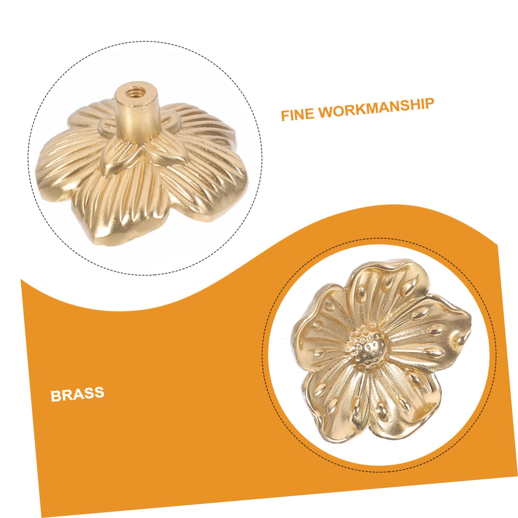 Pomello Decorativo in Ottone a Fiore per Cassetti e Mobili | Finitura Oro, Singolo Foro, Stile Europeo Retrò, per Bagno e Ufficio, Forma Elegante e Delicata