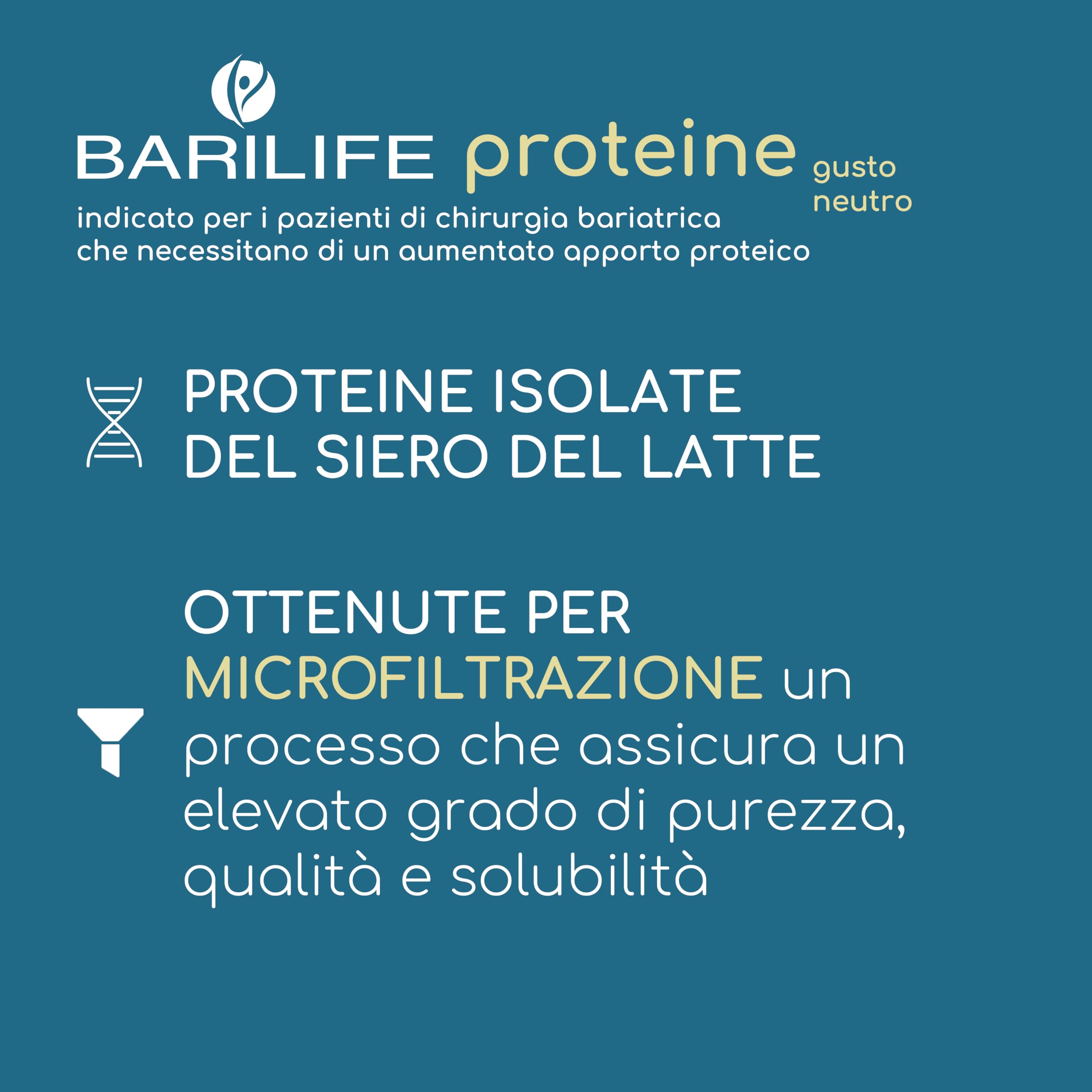 Barilife - Proteine del Siero del Latte Microfiltrate 450g - Per Chi Ha Subito Interventi Chirurgici - Polvere Istantaneamente Solubile - Gusto Neutro