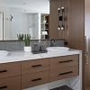 5 Pieces Grey Bathroom Accessories Set, Modern Bathroom Sets Organizer include Bathroom Bin and Toilet Brush Set, Soap Dispenser and Toothbrush Holder Set, Vanity Tray (Grey)