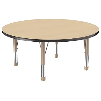 FDP 48" Round Table with Chunky Legs - Maple/Black/Sand, 10045-229