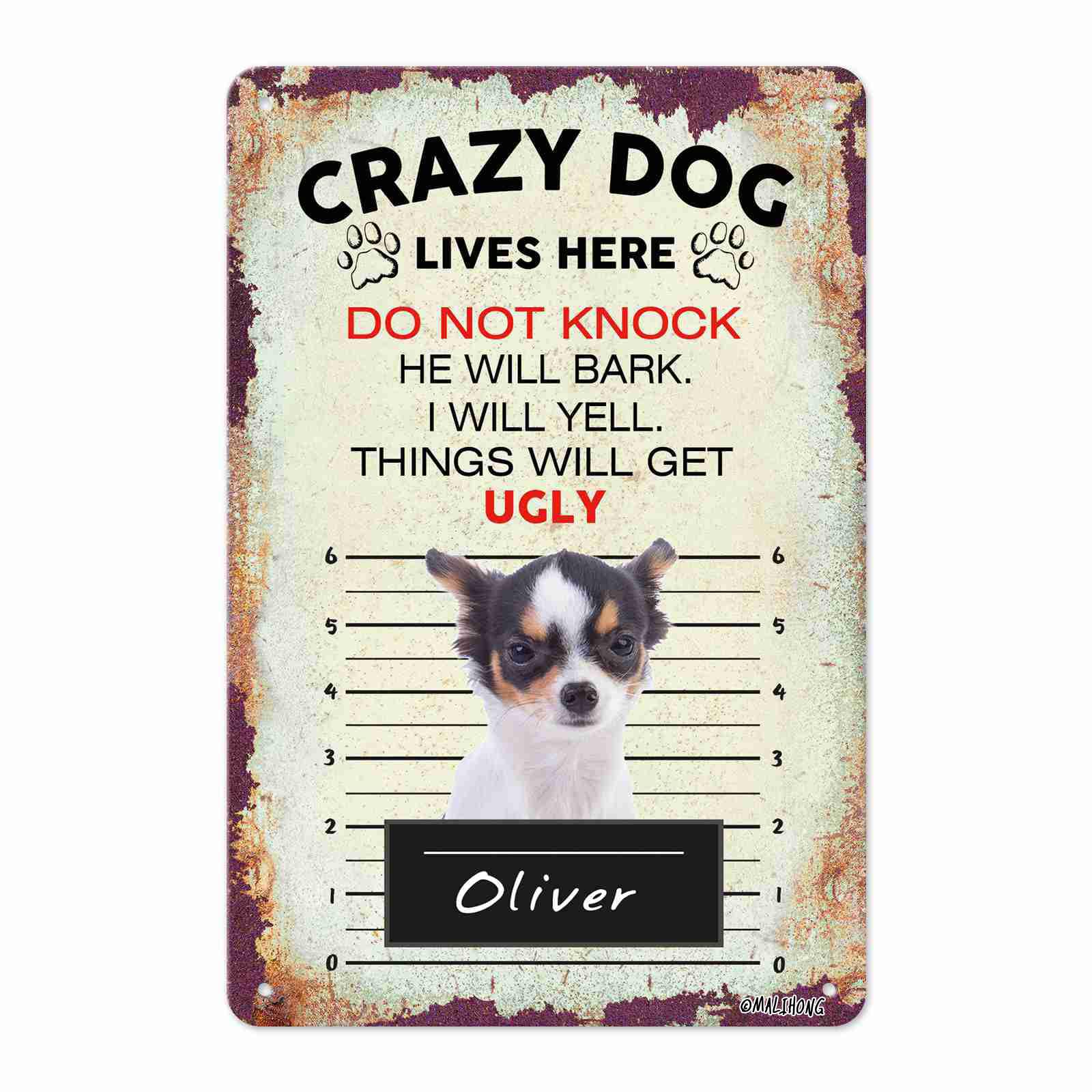 Amazon.com: MALIHONG Personalized Crazy Dog Metal Sign Chihuahua