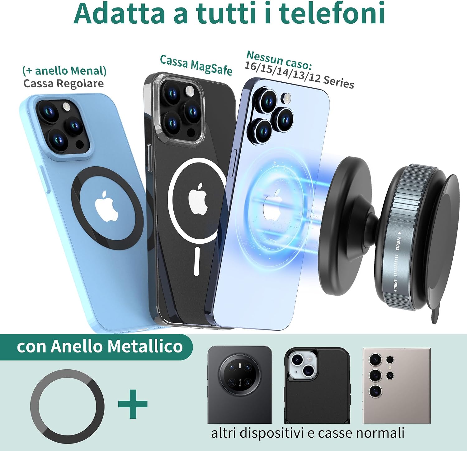 HomeMount Vacuum Magnetic Phone Holder Stand for Magsafe, 2025 Upgraded Suction Cup Phone Mount, 360° Adjustable Magnetic Phone Holder for iPhone 16/15/14/13/12, Gyms/Mirrors/Smooth Surface