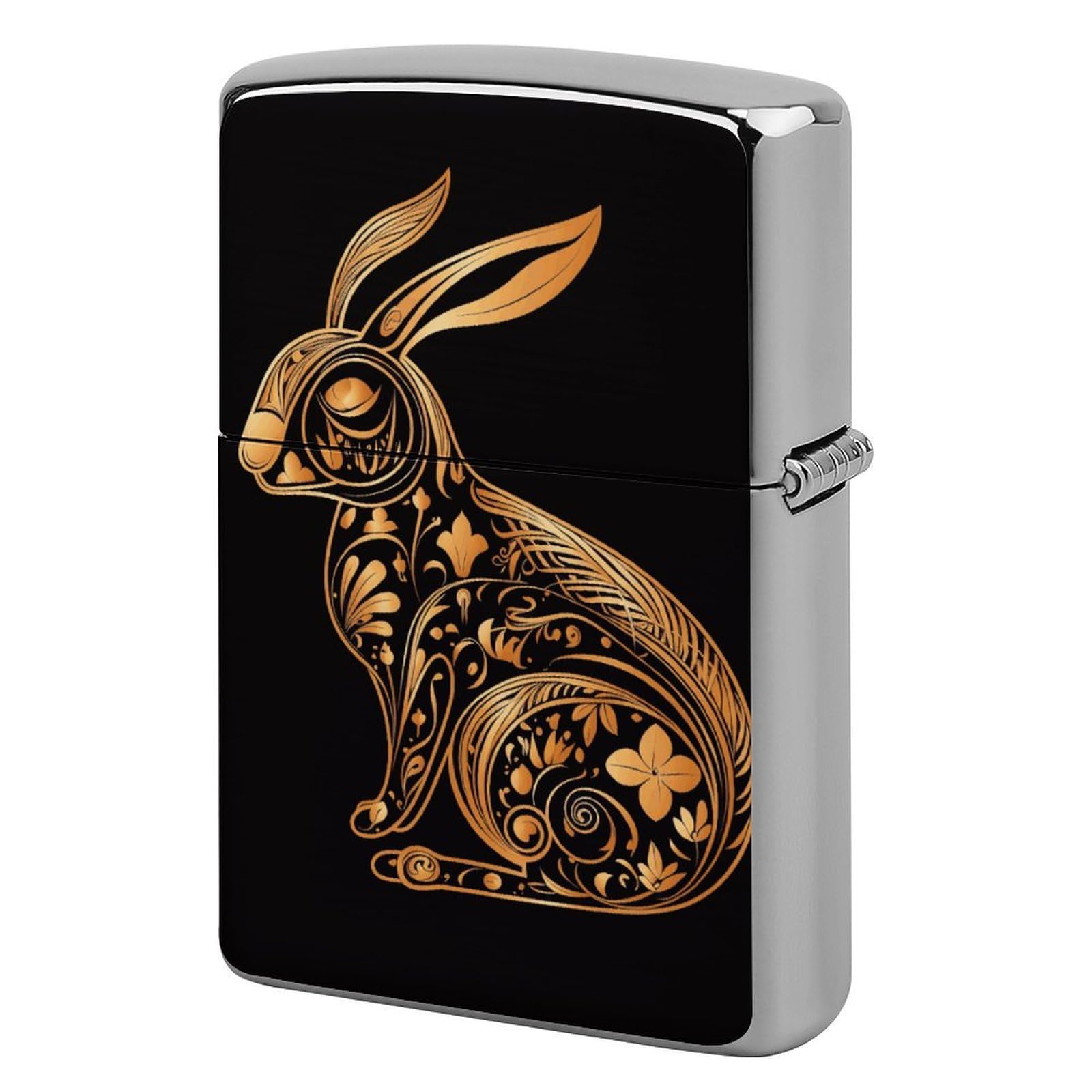 Rabbit Icon Lighter Case Vintage Metal Lighter Cover Reusable Lighter Protective Sleeve Unique Design Personalized Lighter Sleeve Holder Against Dust and Scratches
