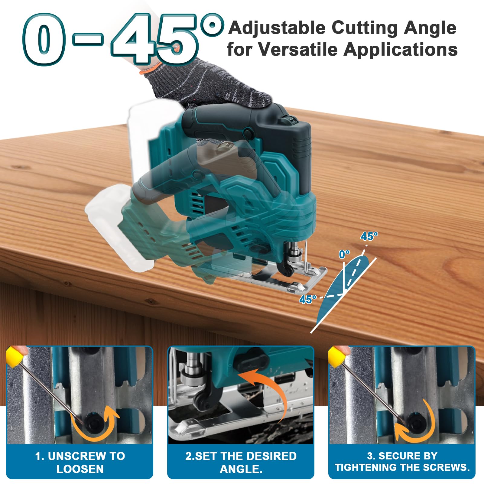 Seghetto Alternativo Compatibile con Makita 18V Batteria, Controllo Variabile a 6 Velocità, Taglio a Inclinazione da 0 a 45°, Seghetto Elettrico per Taglio Legno e Metallo (Batteria Non Inclusa)
