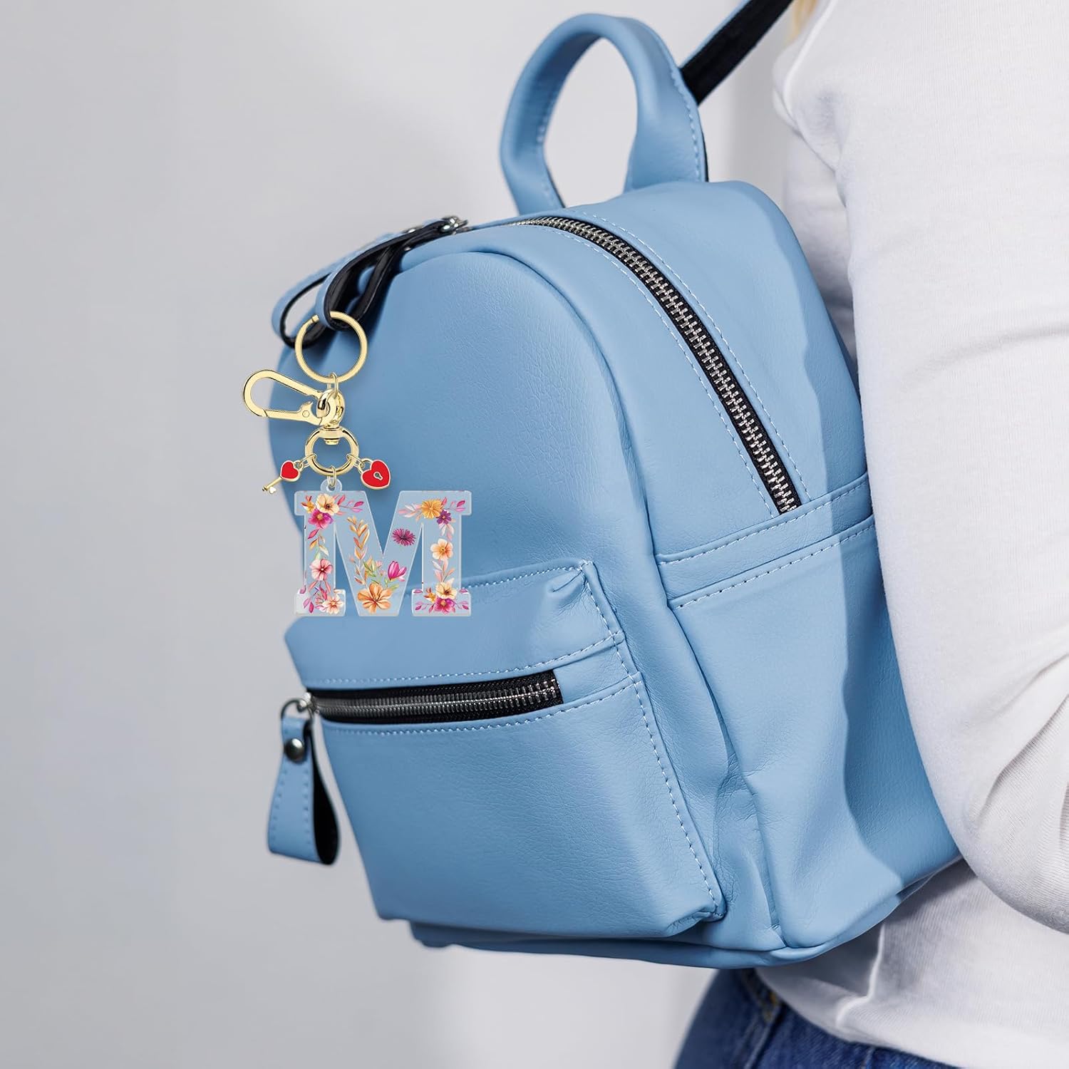 Xiahuyu Initial Letter Keychain for Women Girls Heart Pendant Key Ring Cute Letter Keychain Charms for Key Backpack Bag Purse - Image 7