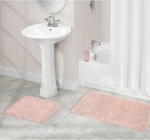 Miniatura 2 de mDesign Tapete rectangular de microfibra de poliéster antideslizante para spa, tapete de felpa jaspeado absorbente de agua para tocador de baño,