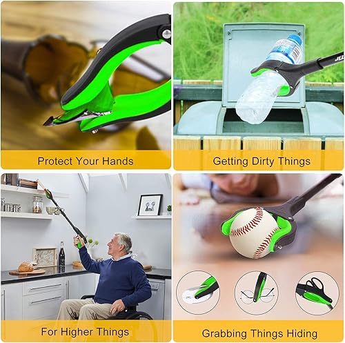 Miniatura 5 de Jellas Paquete de 2 herramientas de agarre de 32 pulgadas con punta magnética, agarrador de alcance con mandíbula giratoria de 360 grados, agarrador