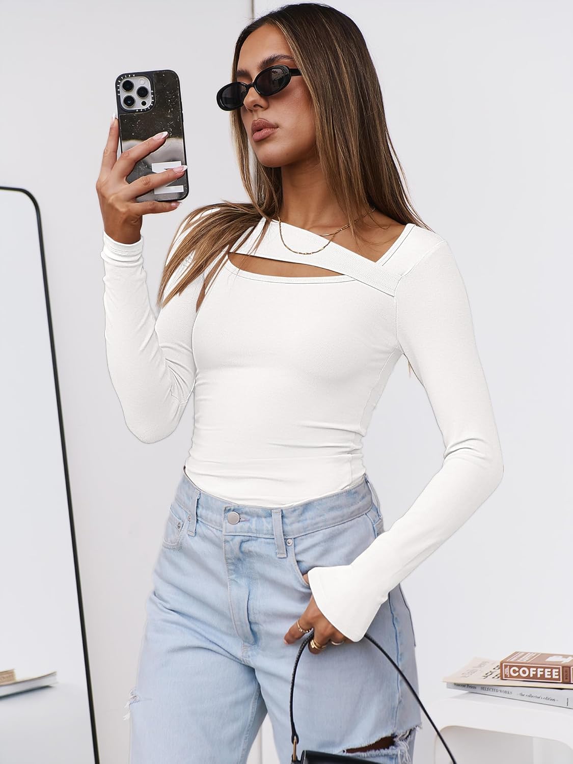 ANRABESS Womens Cutout Tops Trendy Sexy Long Sleeve Shirts Ribbed Slim Fit Tee 2025 Fall Fashion Going Out Tshirts Clothes - Image 6