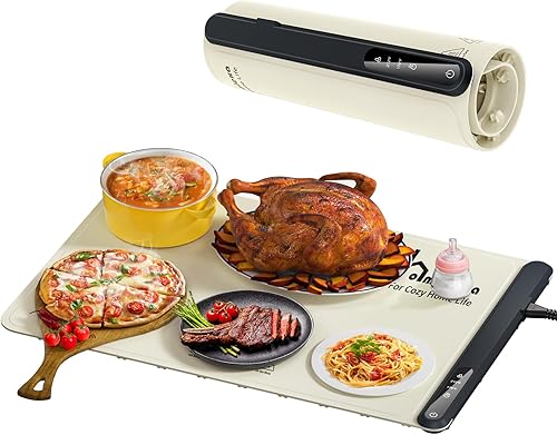 Tapete de calentamiento de alimentos para bufés y fiestas, bandeja de calefacción eléctrica de silicona con 2 ajustes de temperatura ajustables,