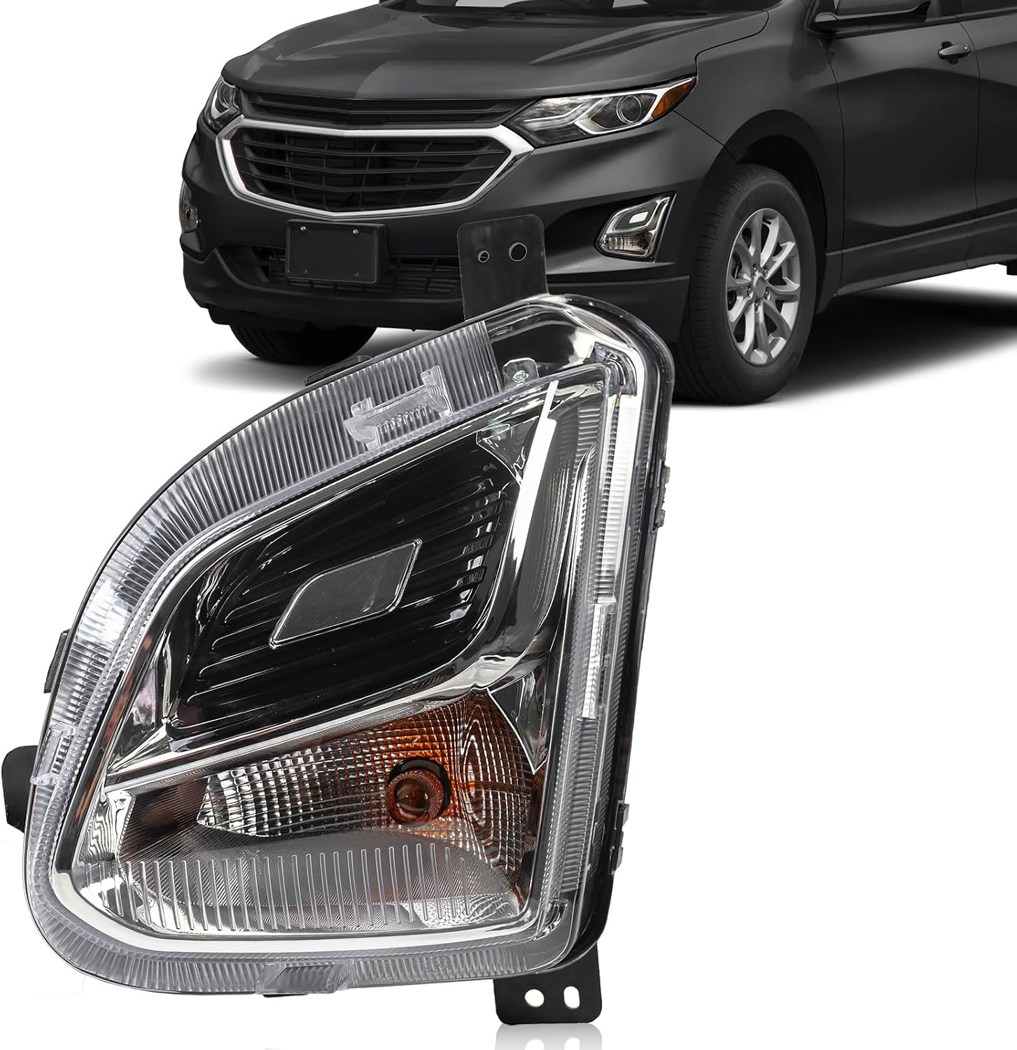 Fog Light Assembly for Chevy Equinox 2018 2019 2020 2021, Halogen Turn Signal Lamp Assembly Front Bumper Driving Fog Lamp Foglight Assembly Left (Driver Side), Bulbs Included, 84226245 GM2520196C