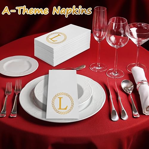 Vista 85 de 100 servilletas desechables con monograma de plata, toallas de mano decorativas con letra A, servilletas de cena para invitados, toallas de mano