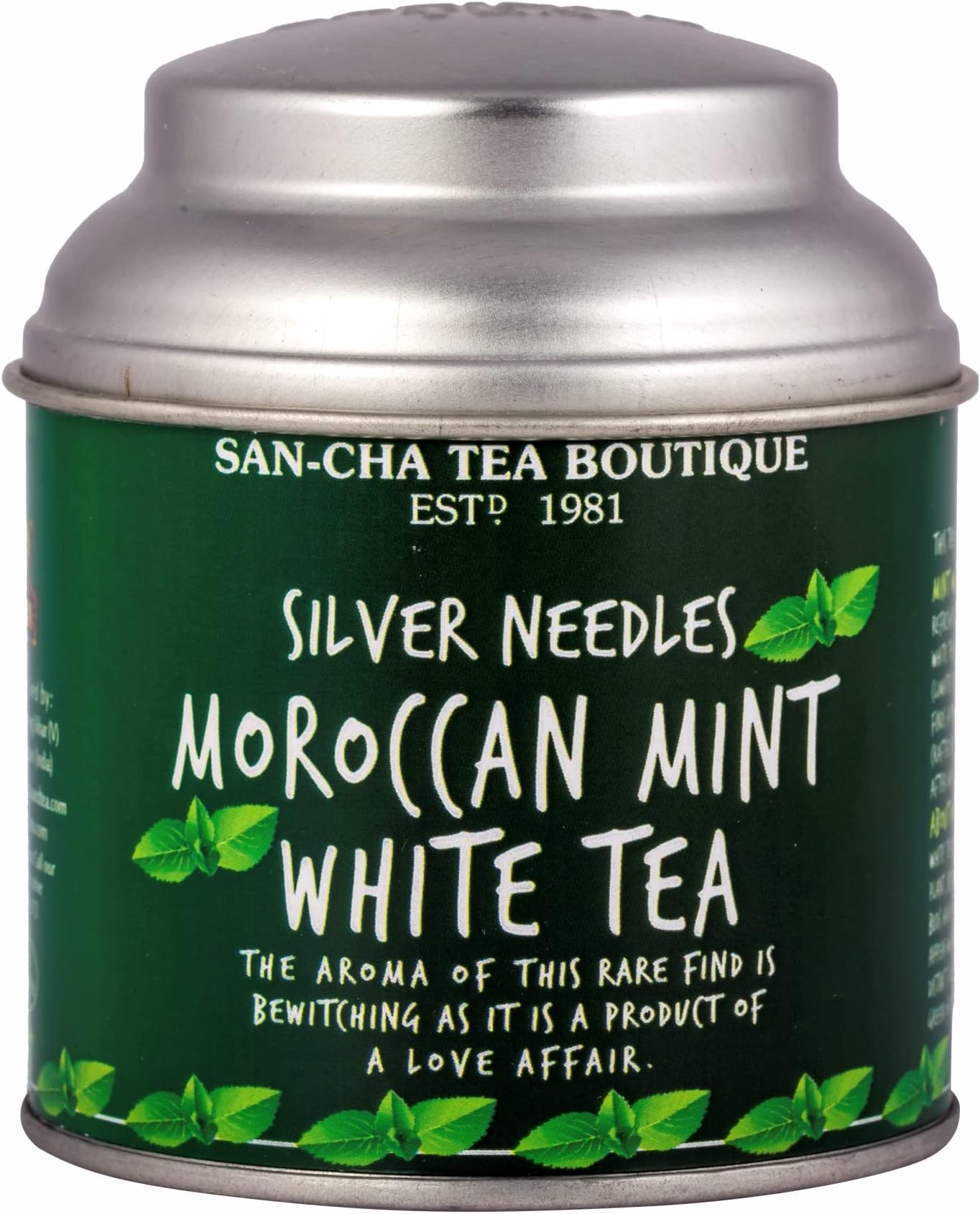 Sancha Tea Boutique, Moroccan Mint White Tea, 25g Loose Leaves | Refreshing & Calming Silver Needle White Tea with Real Mint | Detox & Antioxidant Rich | Micro-Batch Blended